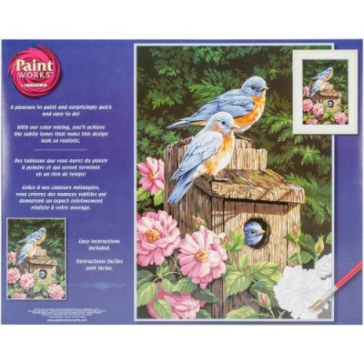 Peinture par Numéro 20X14": Jardin d'Oiseaux Bleus